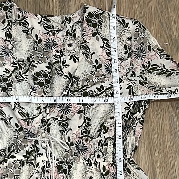 Free People Mini Dress Blouse Tunic Top Floral Pockets Green Tassels Cottagecore - Picture 9 of 12